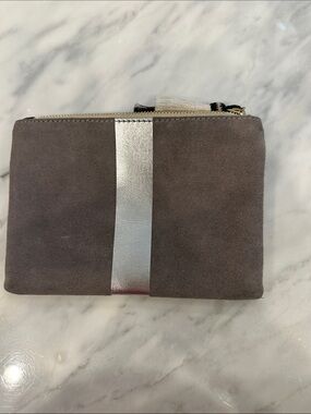 Kempton & Co Suede Wristlet Clutch with Silver Accent - Gray